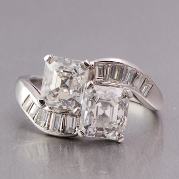 Double square cut diamond ring