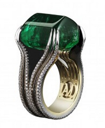 Alexandra Mor sugarloaf cabochon emerald ring