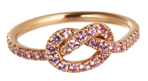 Finn pink diamond love knot ring