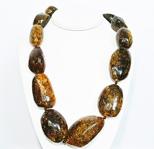 Amber Stone green plum necklace