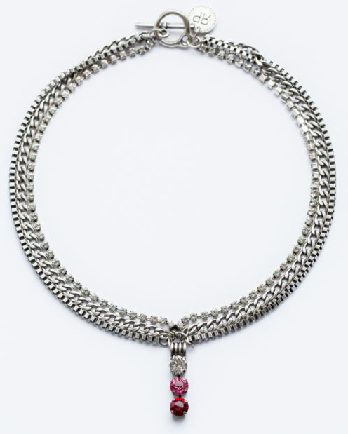 Rebekah Price Ruby, Rose and Clear Crystal Necklace
