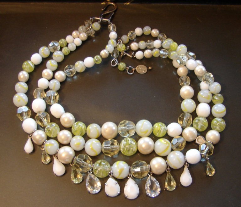 Dior yellow and white bead necklace