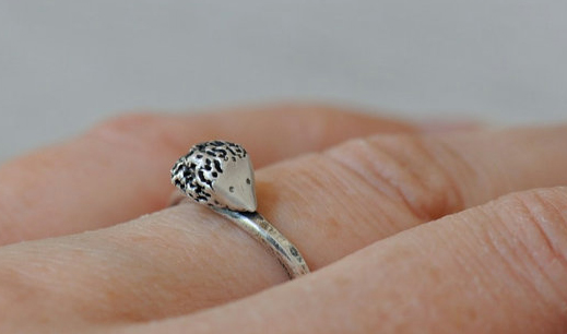 Silver Blueberry hedghog ring