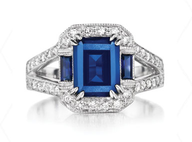 Leo Ingwer diamond and sapphire ring