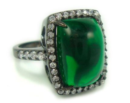 Lanciani sterling green stone ring