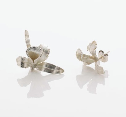 Clara Saldarriaga Silver Orchid Earrings