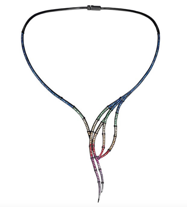 AS29 Flow Sapphire and Diamond Necklace