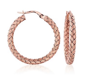 Roberto Coin woven rose gold hoop earrings