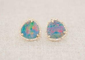 Pave Opal Halo Studs