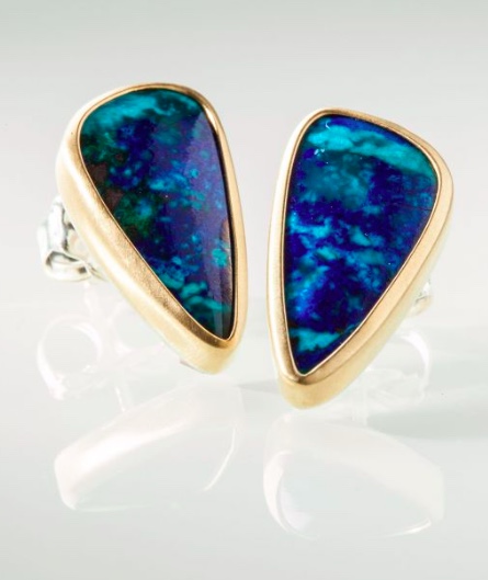 Greig Porter Azurite Gold Silver Earrings