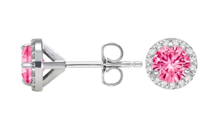 Brilliant Earth Pink Sapphire Diamond Halo earrings