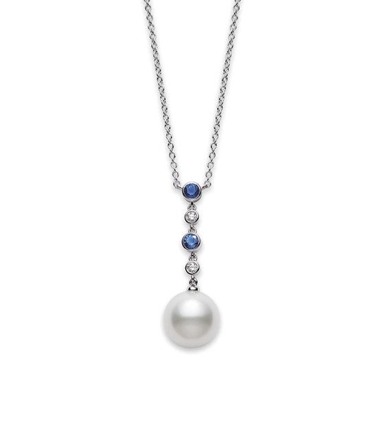 Mikimoto SS pearl and sapphire pendant
