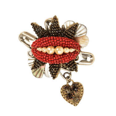 Miriam Haskell Red Lip Pin
