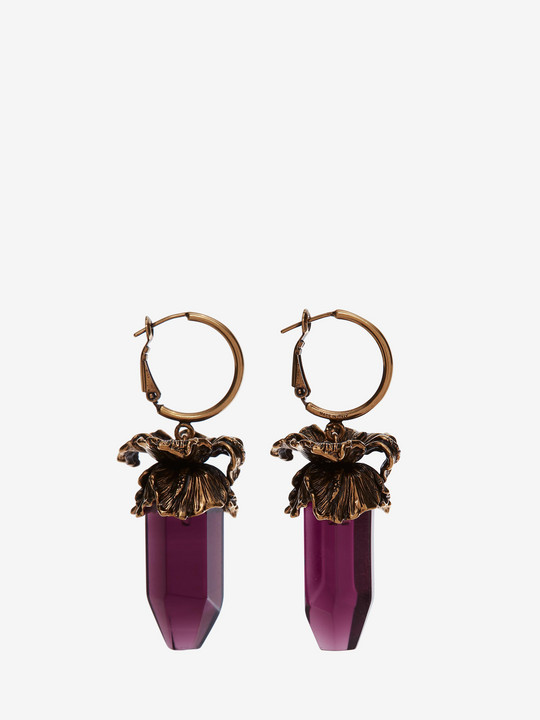 Boucles D'oreilles Alexander McQueen Iris - Goutte Asymétrique En Cristal - Neuf Sans étiquette